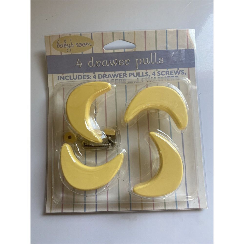 4 Drawer Knobs -Drawer Pulls- YELLOW MOONS - Perfect in Your Baby's Room